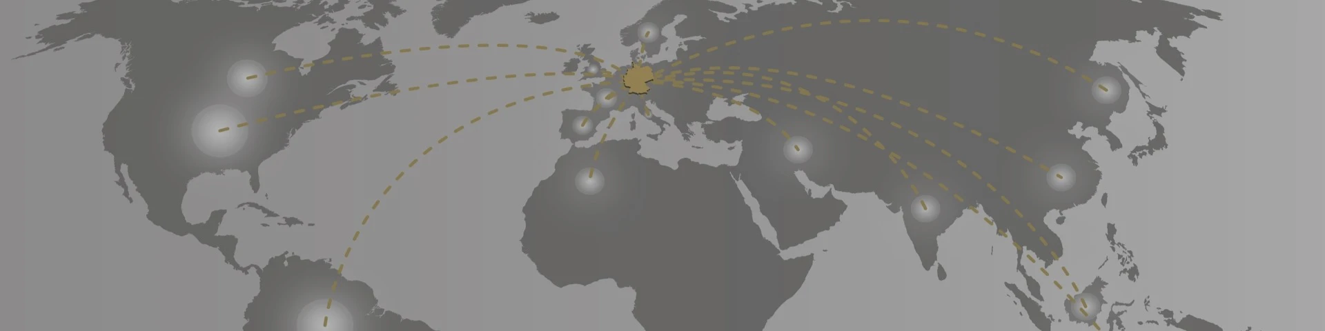 A grayscale map displays various global connection lines and highlighted nodes across continents.