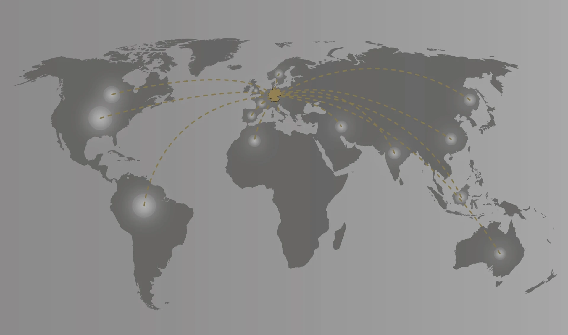 A stylized map shows various connective routes linking Europe to other continents with glowing points.